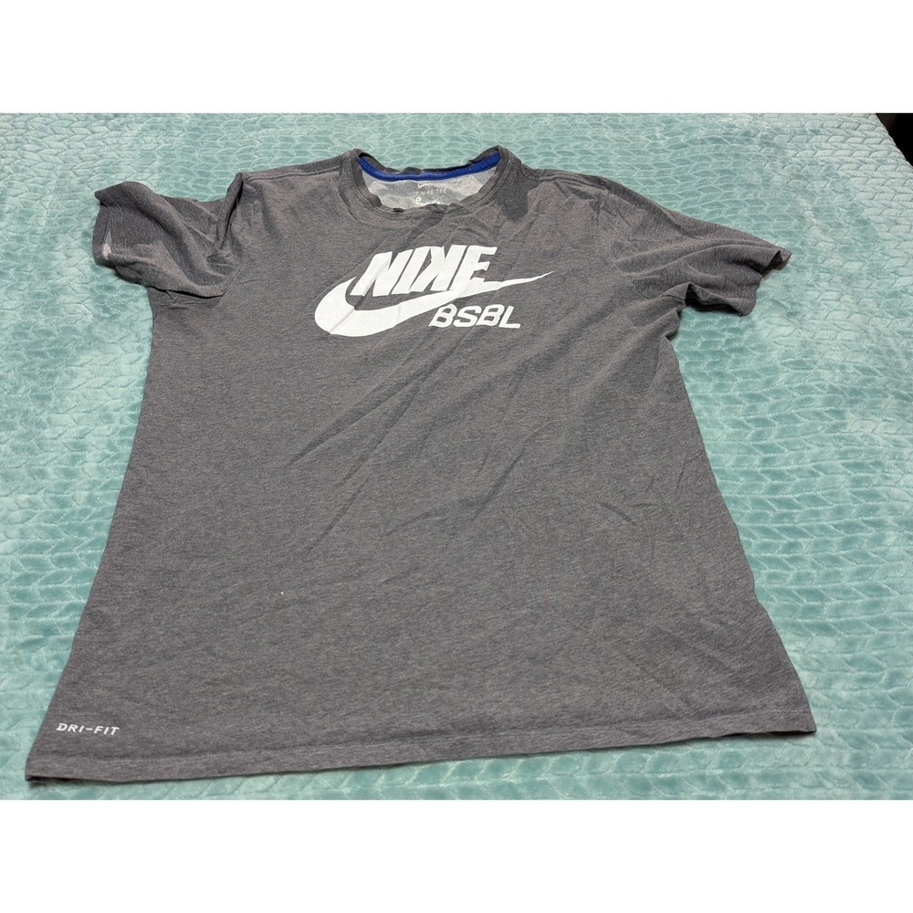Nike‎ BSBL Baseball Dri-FIT Graphic T-Shirt Mens Large Gray Short Sleeve Tee